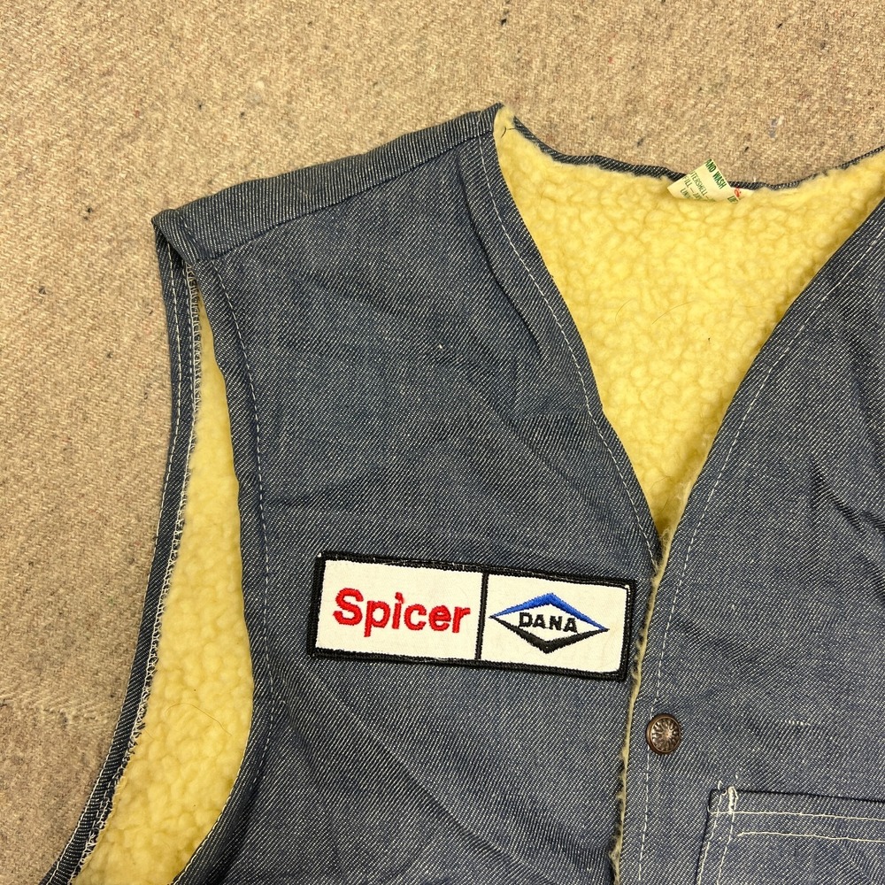 Vintage Sears Denim Vest Mens Small Blue‎ 1970s Fleeced Snap Work Wear - Picture 4 of 11